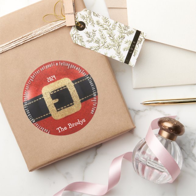 Santa Clause is Coming to Town Classic Round Sticker (Gifting)