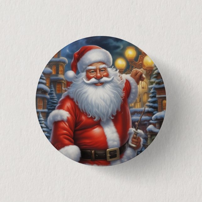Santa Clause Merry Christmas Happy New Year 3 Cm Round Badge (Front)