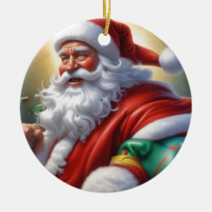 Santa Clause Merry Christmas Happy New Year Ceramic Tree Decoration