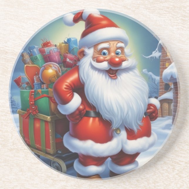 Santa Clause Merry Christmas Happy New Year Coaster (Front)