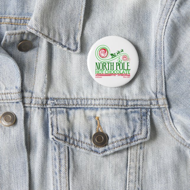 Santa Clause North Pole Hot Chocolate 6 Cm Round Badge (In Situ)