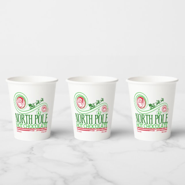 Santa Clause North Pole Hot Chocolate Paper Cups (Multi)