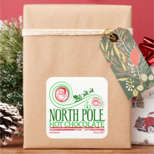 Santa Clause North Pole Hot Chocolate Square Sticker
