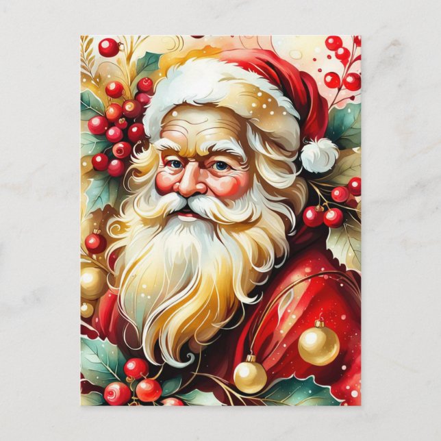 Santa Clause Portrait Holiday Postcard (Front)