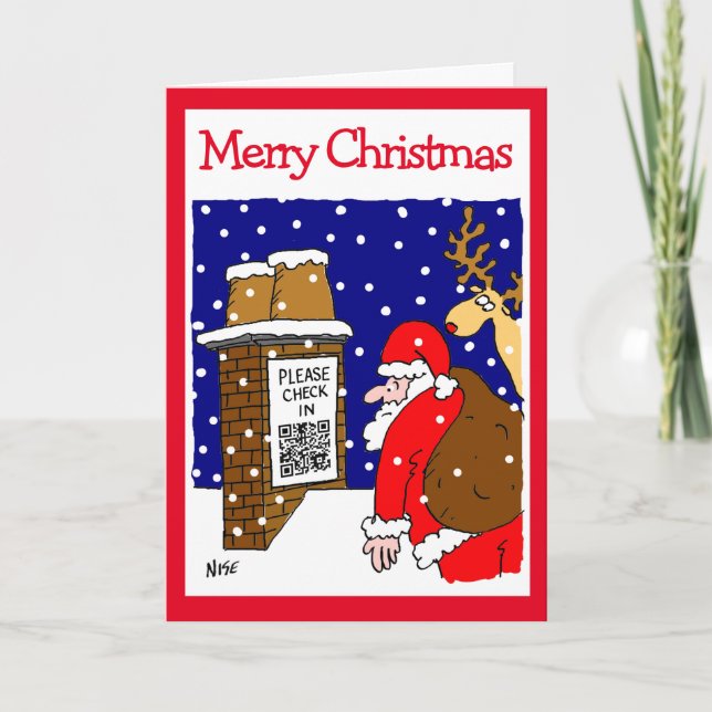 Santa Clause QR Code Design Funny Christmas Card (Front)