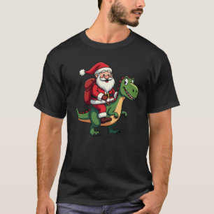 Santa Clause Riding a Dinosaur best Christmas Gift T-Shirt