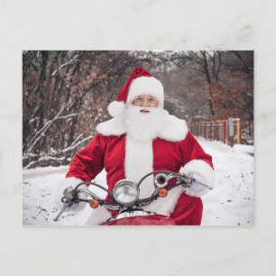 Santa Clause riding a Motorcycle Post Card