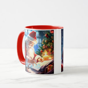Santa Clause, Santa Clause Checking His List,      Mug