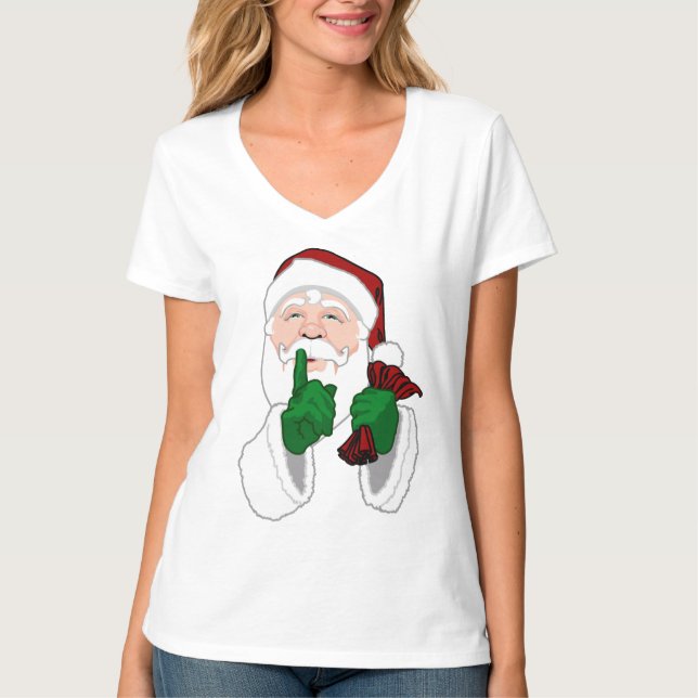 Santa Clause T-Shirt Cute Women's Santa T-shirt (Front)