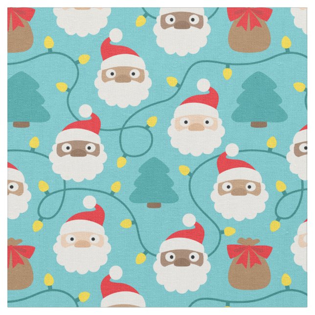 Santa Clauses Pattern Fabric (Close Up)