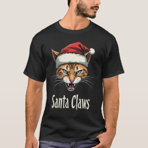 Santa Claws Angry Cat Christmas - Funny Christmas T-Shirt