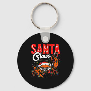 Santa Claws Christmas Funny Crab Lights Holiday Ca Key Ring