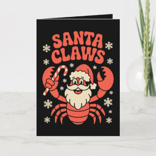 Santa Claws Christmas Lobster Candy Cane Xmas Hat Card