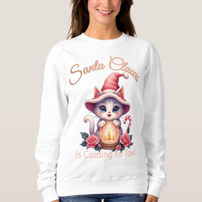 Santa Claws – Cute Holiday Cat Design Sweatshirt (Front)