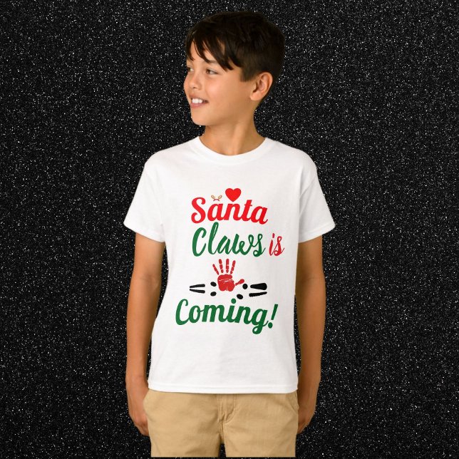 Santa Claws Is Coming Funny Christmas Personalised T-Shirt (Creator Uploaded)