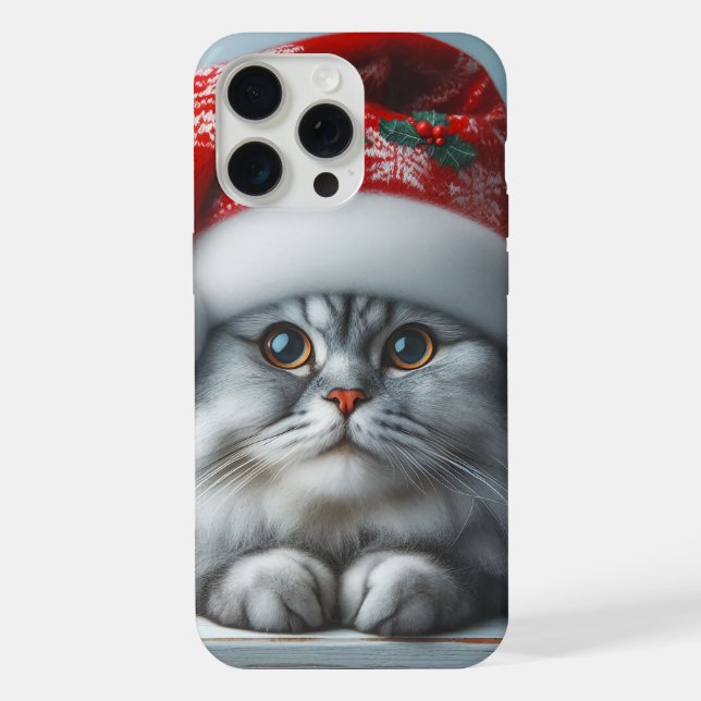 Santa Claws is Coming To Town - Festive Kitty Cat iPhone Case (Back)