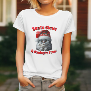 Santa Claws is Coming To Town - Festive Kitty Cat T-Shirt