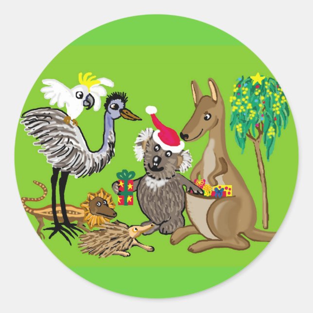 Santa claws koala classic round sticker (Front)
