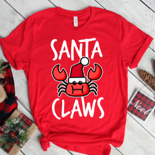 Santa Claws New England Crab Funny Christmas T-Shirt