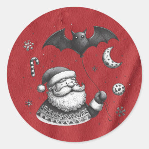 Santa Claws Red Classic Round Sticker