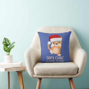 SANTA CLAWZ IS COMING TO TOWN funny X-mas          Cushion