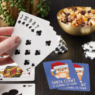 SANTA CLAWZ IS COMING TO TOWN funny X-mas Playing Cards