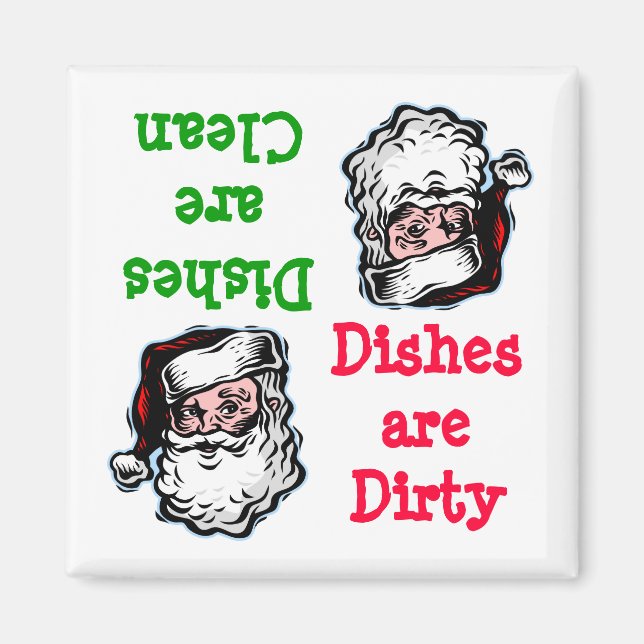 Santa Clean Dirty Dishwasher Magnet (Front)