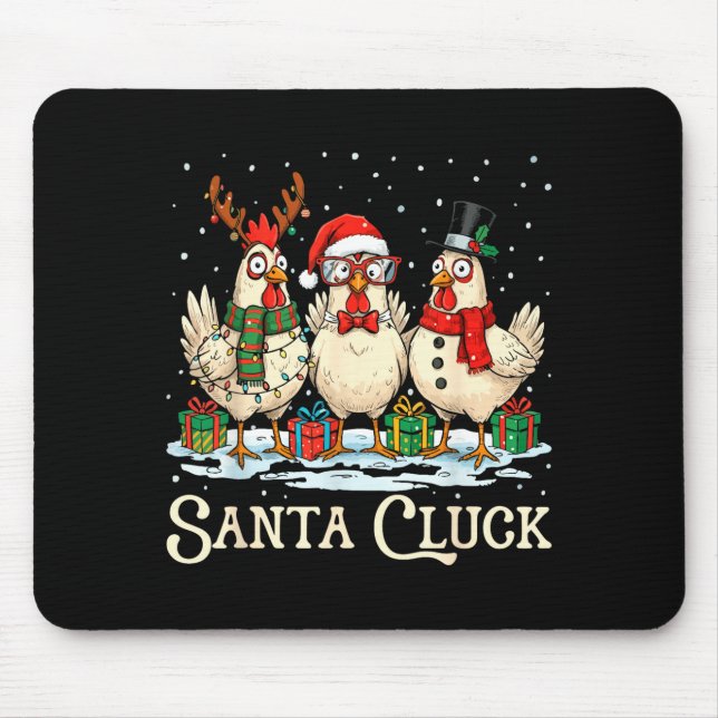 Santa Cluck Chicken Christmas Farm Animal Funny  Mouse Pad (Front)