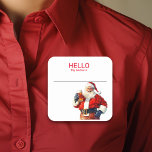 Santa Cocktail Party Beer Name Tag Badge Christmas<br><div class="desc">*** Purchase the Matte Finish when using this sticker as a name tag*** This design may be personalised in the area provided by changing the photo and/or text. Or it can be customised by clicking Personalise this Template and then choosing the click to customise further option and delete or change...</div>