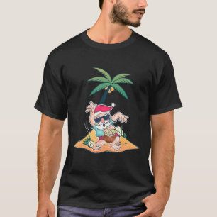 Santa Coconut Drink Pool Party Christmas In July H T-Shirt
