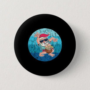 Santa Coconut Drink Vintage Ocean Water Christmas 6 Cm Round Badge