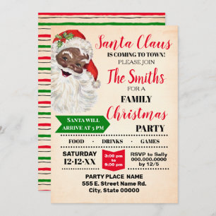 Santa Coming to Town Christmas Family Party Invitation