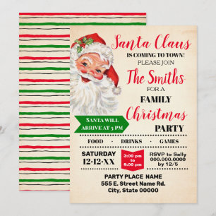 Santa coming to town Christmas party Invitation