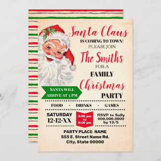 Santa coming to town Christmas party Invitation