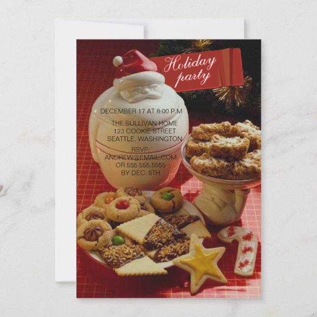 Santa cookie jar holiday party invitations (Front)