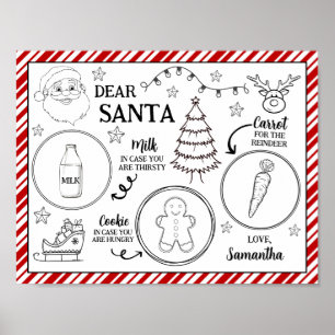 Santa Cookie & Milk Serving Placemat Tray Placemat Poster