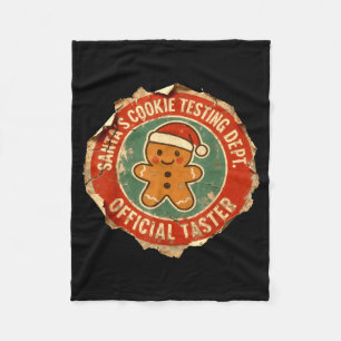 Santa Cookie Testing Department Taster Christmas  Fleece Blanket
