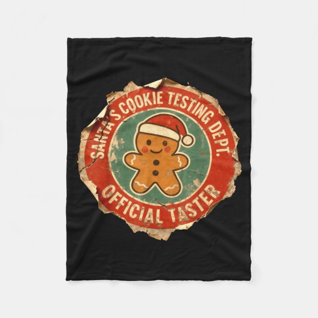 Santa Cookie Testing Department Taster Christmas  Fleece Blanket (Front)
