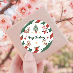 Santa Cookies Christmas Birthday Party  Classic Round Sticker