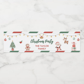 Santa Cookies Christmas Party Water Bottle Label