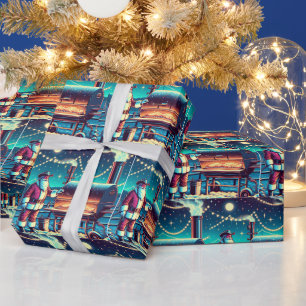 Santa Cooking On The BBQ Pit Christmas Wrapping Paper