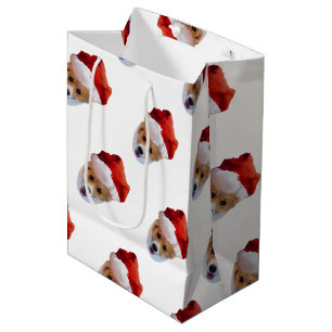 Santa Corgi Christmas Medium Gift Bag