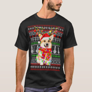 Santa Corgi Dog Christmas Lights Ugly Christmas Sw T-Shirt