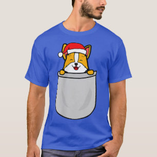 Santa Corgi Pocket Funny Cute Dog Mum Dad Christma T-Shirt
