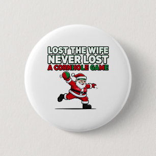  Santa Cornhole Game Holiday Funny Christmas Quote 6 Cm Round Badge