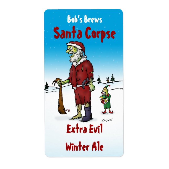 Santa Corpse Zombie Homebrew Beer Label (Front)