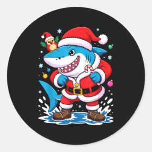 Santa Costume For Kids Boys Adults Funny Shark Chr Classic Round Sticker