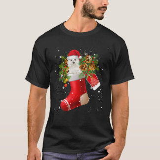 Santa Coton De Tulear In Christmas Sock Pajama T-Shirt
