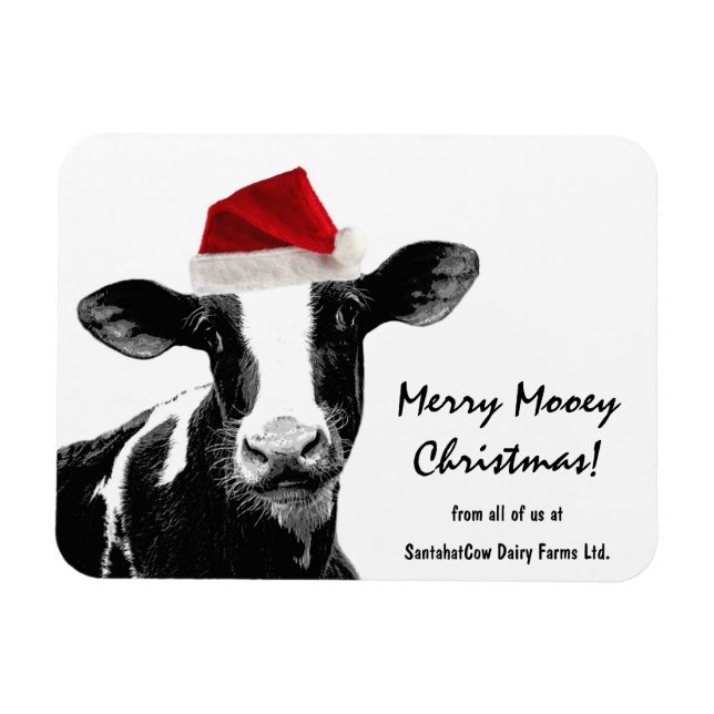 Santa Cow -Holstein Dairy Christmas Cow Magnet (Horizontal)