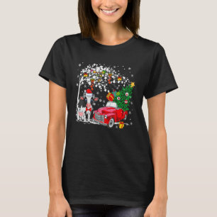 Santa Cow Red Pickup Truck Carrying Christmas Tree T-Shirt